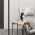 Modern White Lounge Chair With Floor Lamp Side Table And Potted Plant