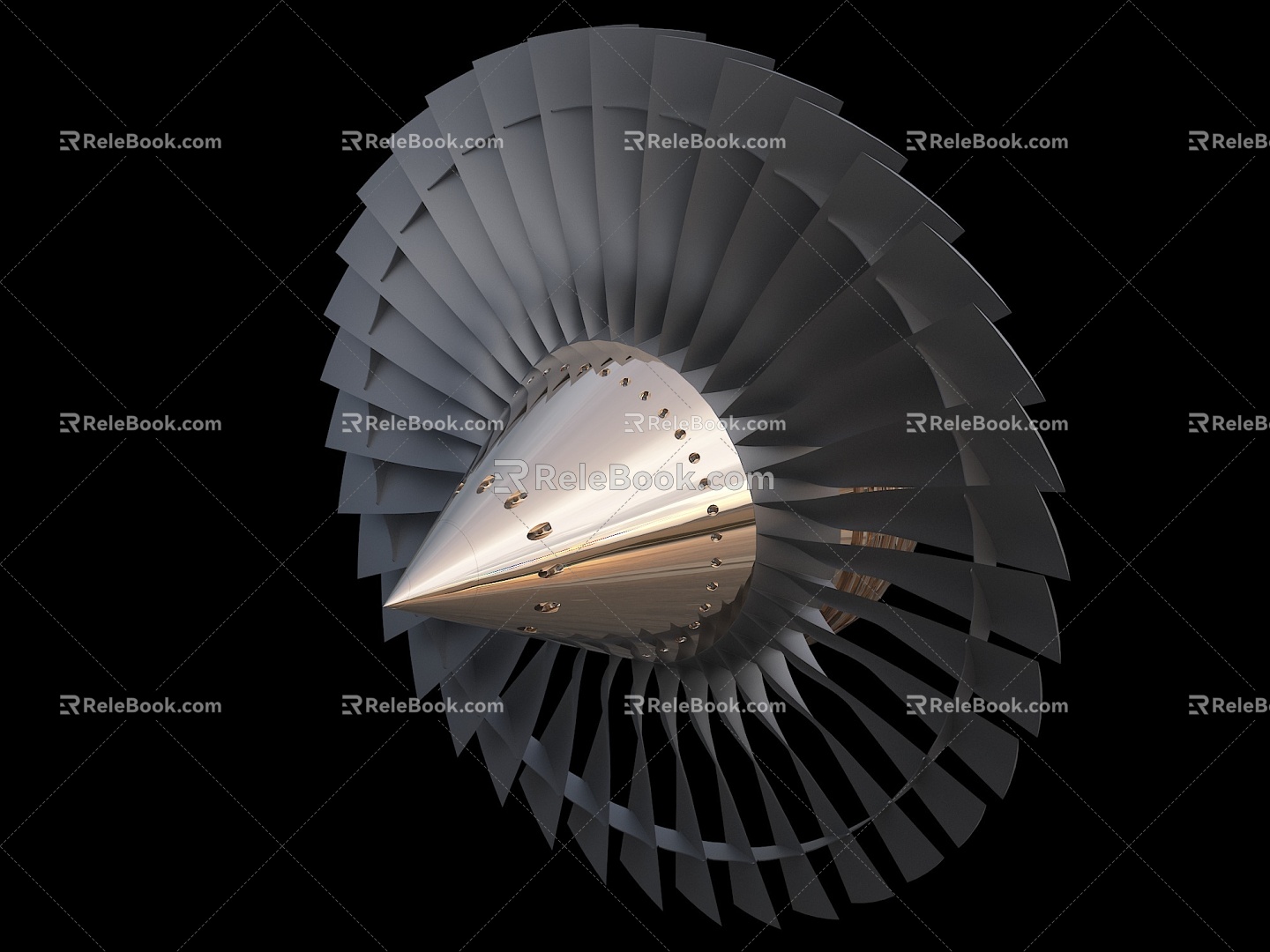 Turbofan Engine Fan Assembly Turboengine Aircraft Engine 3d model