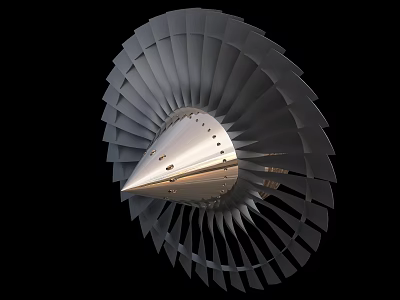 Industrial Turbine Blade Assembly With Precision Metal Structure And Conical Hub Design 3d model