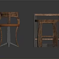 Rustic Wooden Stools And Side Tables With Curved Legs Metal Frame And Brown Seat