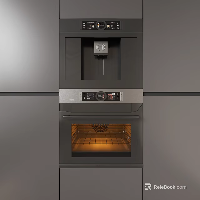 Modern Built in Kitchen Appliances Black Oven With Digital Control Panel 3d model 