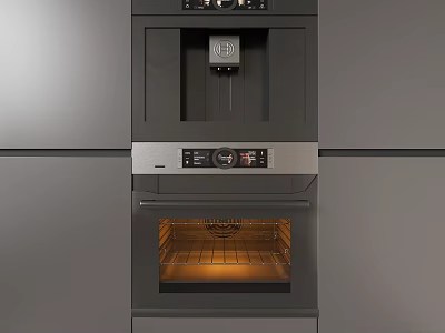 Modern Built in Kitchen Appliances Black Oven With Digital Control Panel 3d model