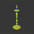Golden Decorative Ornament with Intricate Carvings and Pedestal Base Design