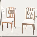 Wooden Dining Chairs With Openwork Backrest And Upholstered Seats In Cozy Interior
