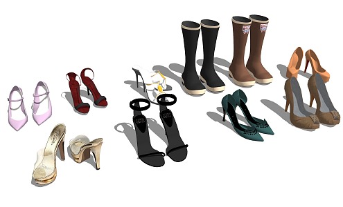 Clothing Store Shoes Fashion Women's Shoes Black High Boots High Heels Peep Shoes Fashion Shoes Cloakroom 3d model