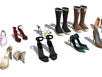 Clothing Store Shoes Fashion Women's Shoes Black High Boots High Heels Peep Shoes Fashion Shoes Cloakroom 3d model