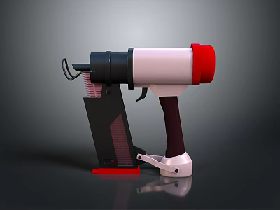 Handheld Home Use Glue Gun With Black White Red Design And Stable Stand 3d model
