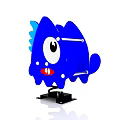 Blue Cartoon Monster Shaped Building Blocks With Big Eyes Red Mouth And Black Base