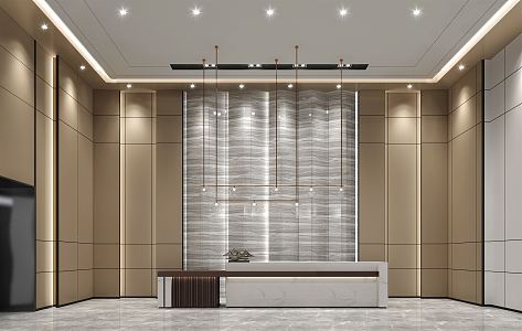 New Chinese Hall Hotel Club Office Lobby Reception 3d model