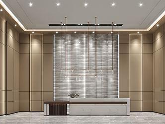 New Chinese Hall Hotel Club Office Lobby Reception 3d model