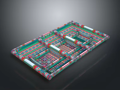 Traditional Colorful Decorative Structure With Intricate Patterns And Symmetric Design 3d model