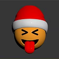 Funny Emoji With Red Santa Hat Winking Eyes And Sticking Tongue