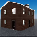 Two Story Brown Wooden House With Multiple Windows Decorative Doors And Trees Under Blue Sky