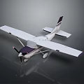 White Small Passenger Plane With Purple Tail Single Propeller And Reflective Surface Design 3d model