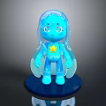 Blue Transparent Game Movie Character With Big Eyes Yellow Star And Blue Display Base