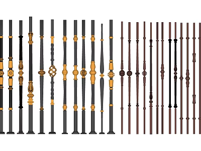 Stylish Railing Designs With Decorative Posts And Various Material Options 3d model