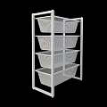 White Multi Tier Wire Storage Shelving Unit With Mesh Baskets For Organizing 3d model