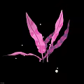 Low Poly Pink Plant With Geometric Leaves On Black Background Showing Reflection And Light Spots