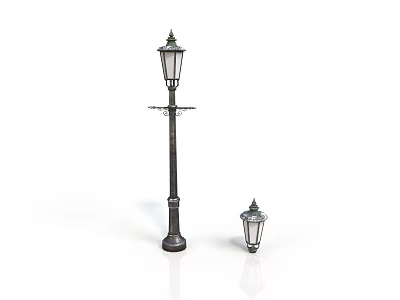Vintage Architectural Street Lamps For Building Exterior With Classic Post And Smaller Design 3d model