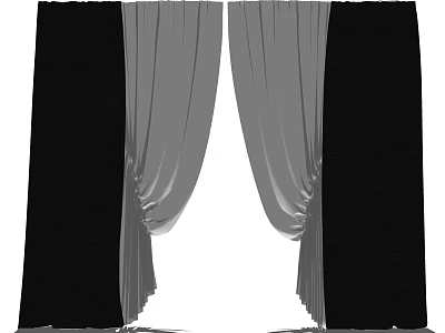 Modern Double Layer Black And Gray Pleated Curtains For Window Decoration 3d model
