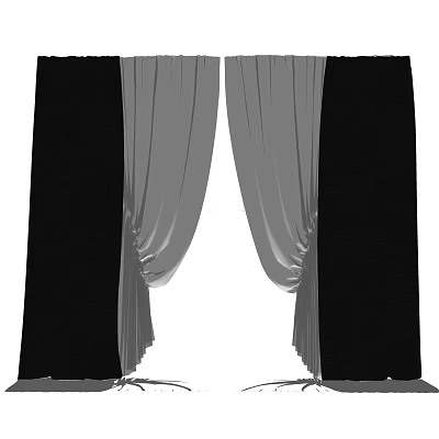 Modern Double Layer Black And Gray Pleated Curtains For Window Decoration 3d model