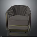 Modern Elegant Ribbed Velvet Chair With Gold Metal Armrests And Base