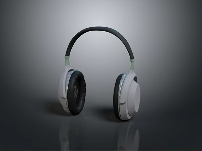 Modern White And Black Over Ear Headphones With Adjustable Headband And Comfortable Ear Cups 3d model