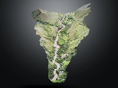 Garden Landscape 3D Terrain Design With Green Vegetation And Winding Paths 3d model