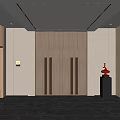 Modern Luxurious Elevator Lobby with Marble Flooring Ceiling Lighting and Decorative Piece 3d model