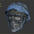 Futuristic Helmet Design With Blue Gray Color Glowing Goggles And Metallic Details