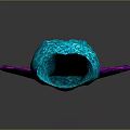 Unique Blue Green Biological Form With Purple Pink Feathery Appendages And Artistic Design