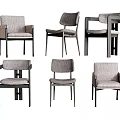 Modern Dining Chairs Collection With Various Styles Gray Upholstery And Dark Sturdy Frames 3d model
