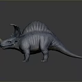 Blue Dinosaur Model With Spiked Back Horns And Detailed Skin Texture