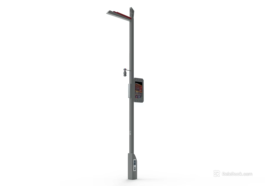 Modern Outdoor Street Light With Digital Display And Control Panel Features 3d model 