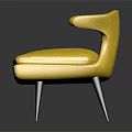 Modern Yellow Upholstered Accent Chair With Curved Backrest And Slim Legs