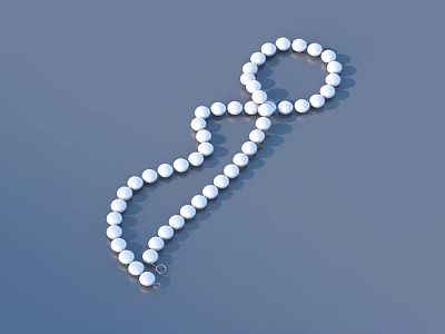 Elegant White Pearl Necklace With Smooth Round Beads And Curved Design For Daily Wear 3d model