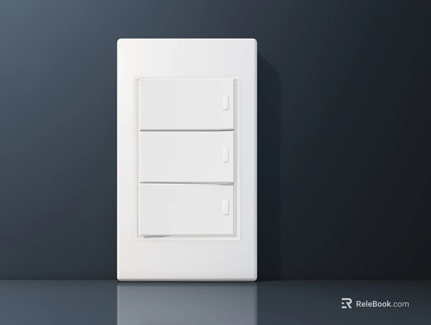White Modern Wall Mounted Switch Panel With Three Switches And Clean Design For Home 3d model 