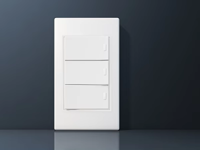 White Modern Wall Mounted Switch Panel With Three Switches And Clean Design For Home 3d model