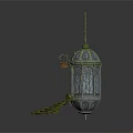 Ornate Decorative Birdcage With Intricate Metal Chains Staircase Base And Small Sign