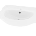 White Ceramic Square Shaped Washbasin With Curved Edges And Drain Hole