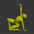 A Woman In Dynamic Dance Pose With Red Blue White Painted Body On Gray Background