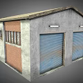 Old Warehouse Style Building With Gray Red Walls Sloped Roof And Windows