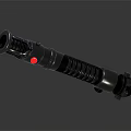 Futuristic Silver Metallic Lightsaber Weapon With Spiral Hilt And Red Activation Button