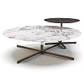 Modern Round Dining Table Collection With Marble And Natural Wood Tabletop And Sturdy Metal Base