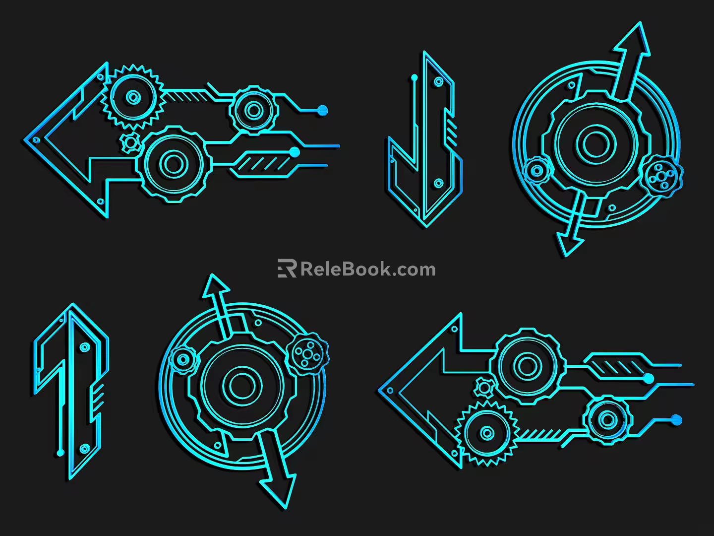 Modern science and technology line science and technology line elements 3d model