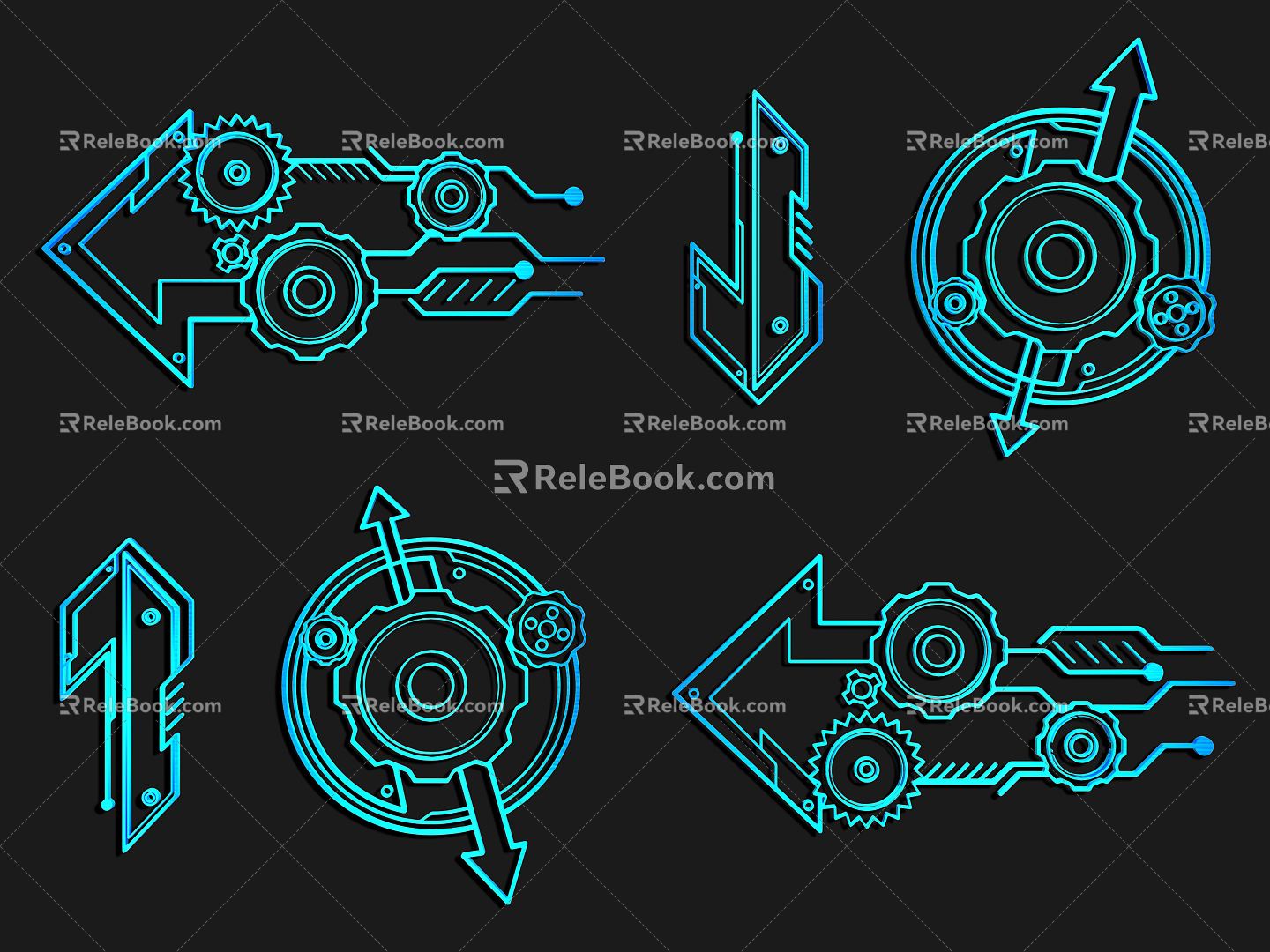 Modern science and technology line science and technology line elements 3d model