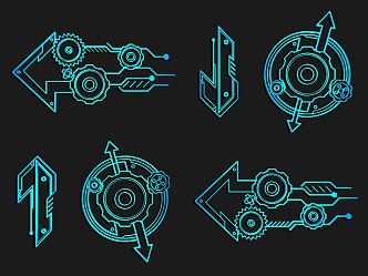 Modern science and technology line science and technology line elements 3d model