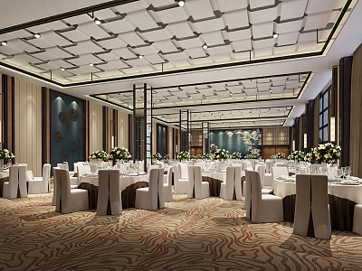 New Chinese Banquet Hall Hotel Banquet Hall 3d model