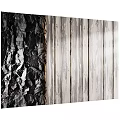 Rustic Background Wall With Dark Bark And Light Wooden Plank Textures 3d model