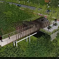 Elevated Wooden Observation Deck With Lush Trees Green Grass Scenic Walkway And Natural Surroundings